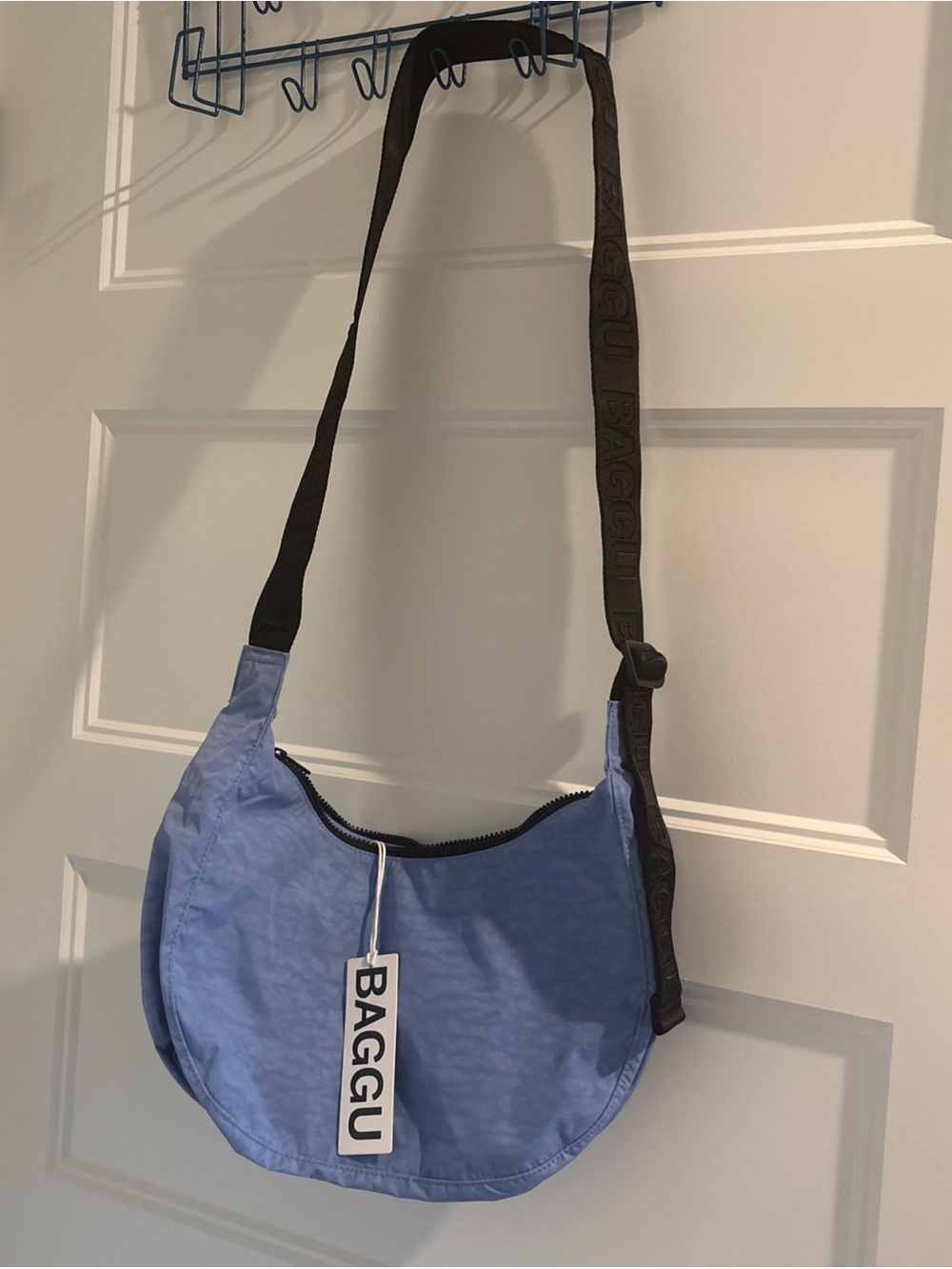 Baggu Medium Nylon Crescent Bag Cornflower Blue Adjustable Crossbody NWT